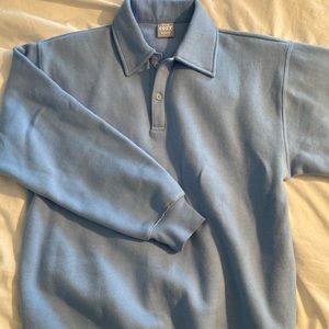 Tna COZY FLEECE BOYFRIEND POLO SWEATSHIRT—sky blue